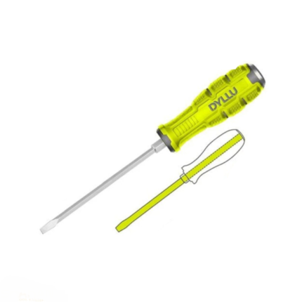 پیچ‌گوشتی تخت مغناطیسی ضربه‌خور دایلو مدل DTQJ1266 | نوک SL6.5 صنعتی با دسته ارگونومیک و شش‌ضلعی