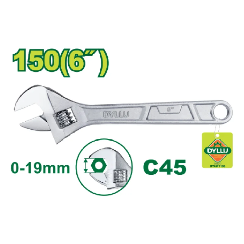 آچار فرانسه 6 اینچ دایلو مدل DTAW1106 | آچار قابل تنظیم حرفه‌ای با فک 19.2 میلی‌متری