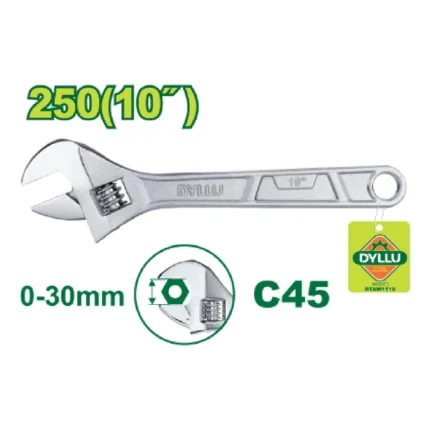 آچار فرانسه 10 اینچ دایلو مدل DTAW1110 | آچار قابل تنظیم حرفه‌ای فولادی مناسب تعمیرات صنعتی و خانگی