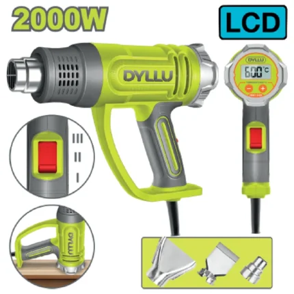 سشوار صنعتی دیجیتال 2000 وات دایلو مدل DTHG1530 | هیتر گان حرفه‌ای با نمایشگر LCD و کنترل دما