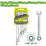 ست آچار یکسر جغجغه 7 عددی دایلو مدل DTSP4207 | آچار جغجغه‌ای حرفه‌ای CrMo سایز 8 تا 19 میلی‌متر
