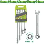 ست آچار یکسر جغجغه 5 عددی دایلو مدل DTSP4205 | آچار جغجغه‌ای مفصلی 180 درجه Cr-V/Cr-Mo سایز 8 تا 14 میلی‌متر